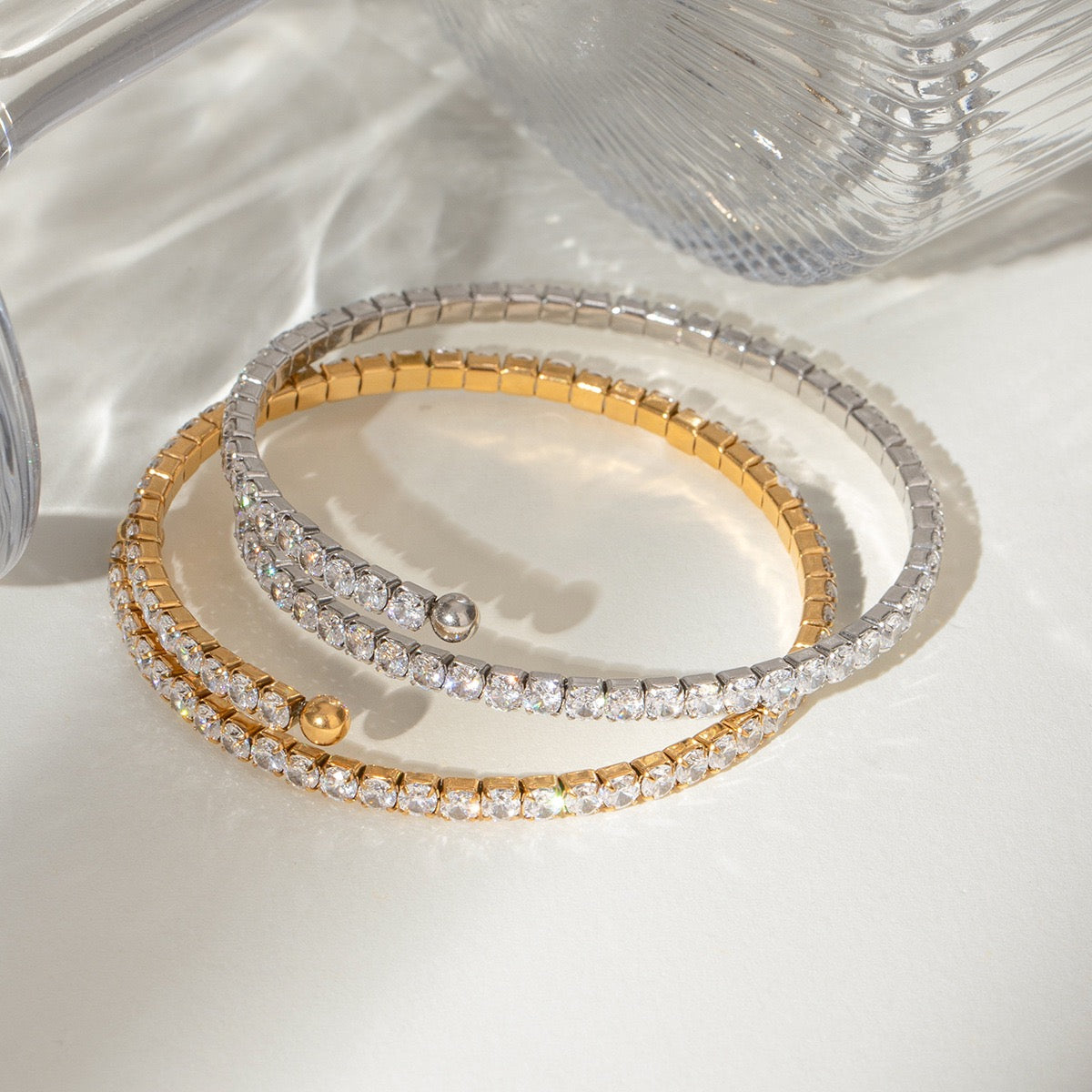 Zircon tennis bracelet in stainless steel