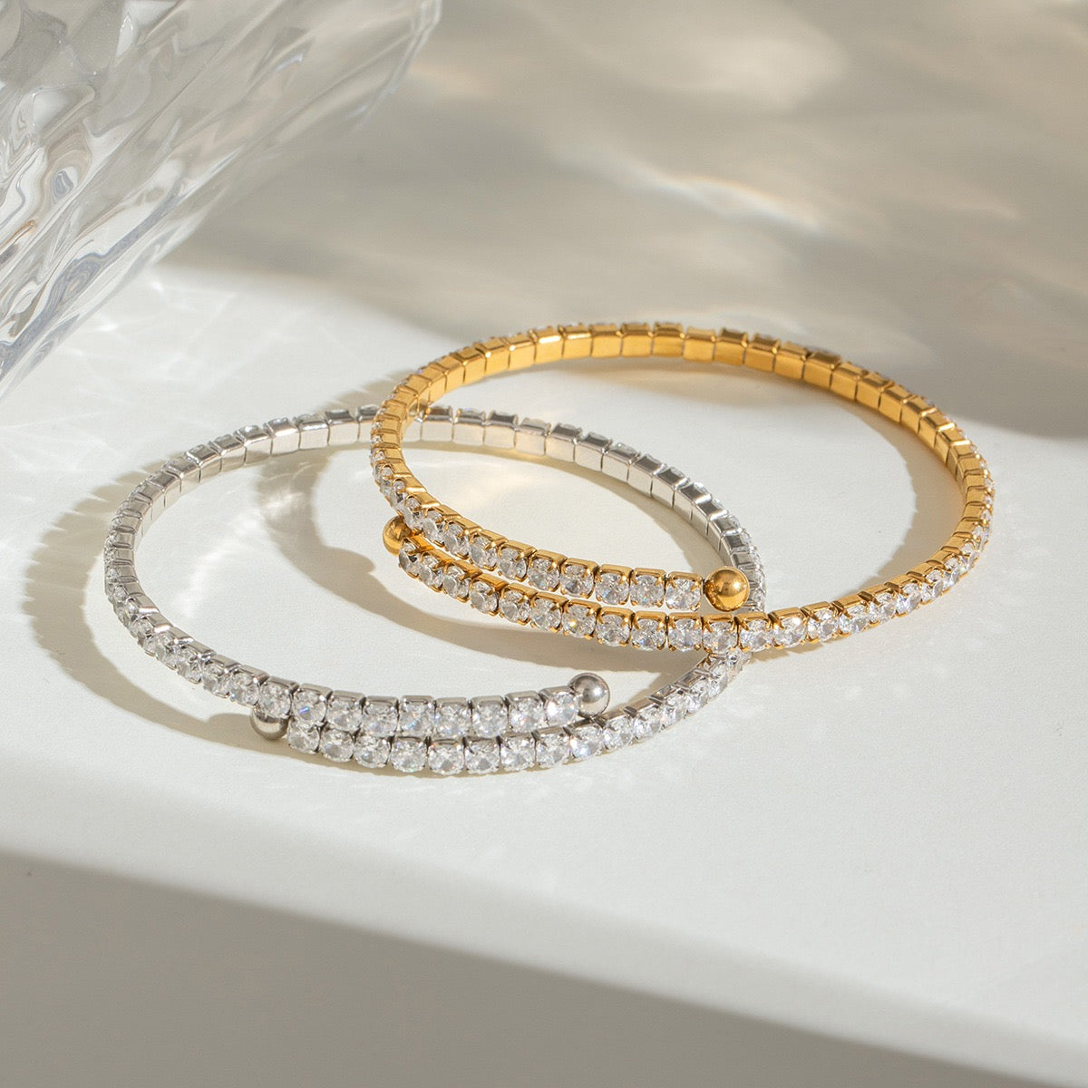 Zircon tennis bracelet in stainless steel