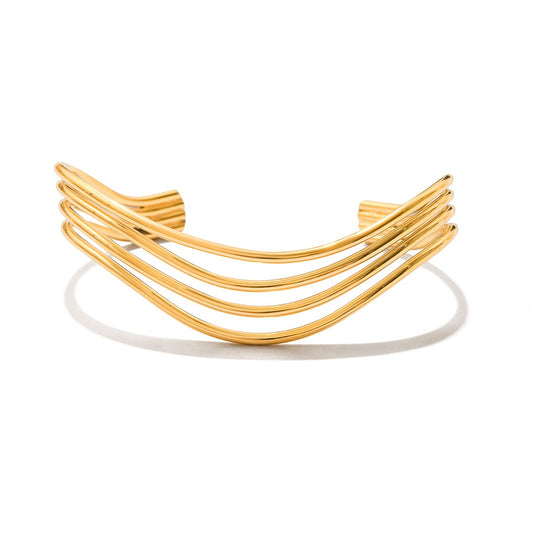 Gold stainless steel open cuff bracelet