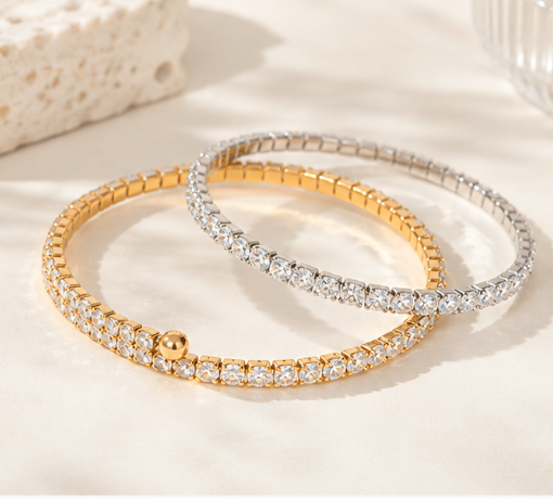 Zircon tennis bracelet in stainless steel